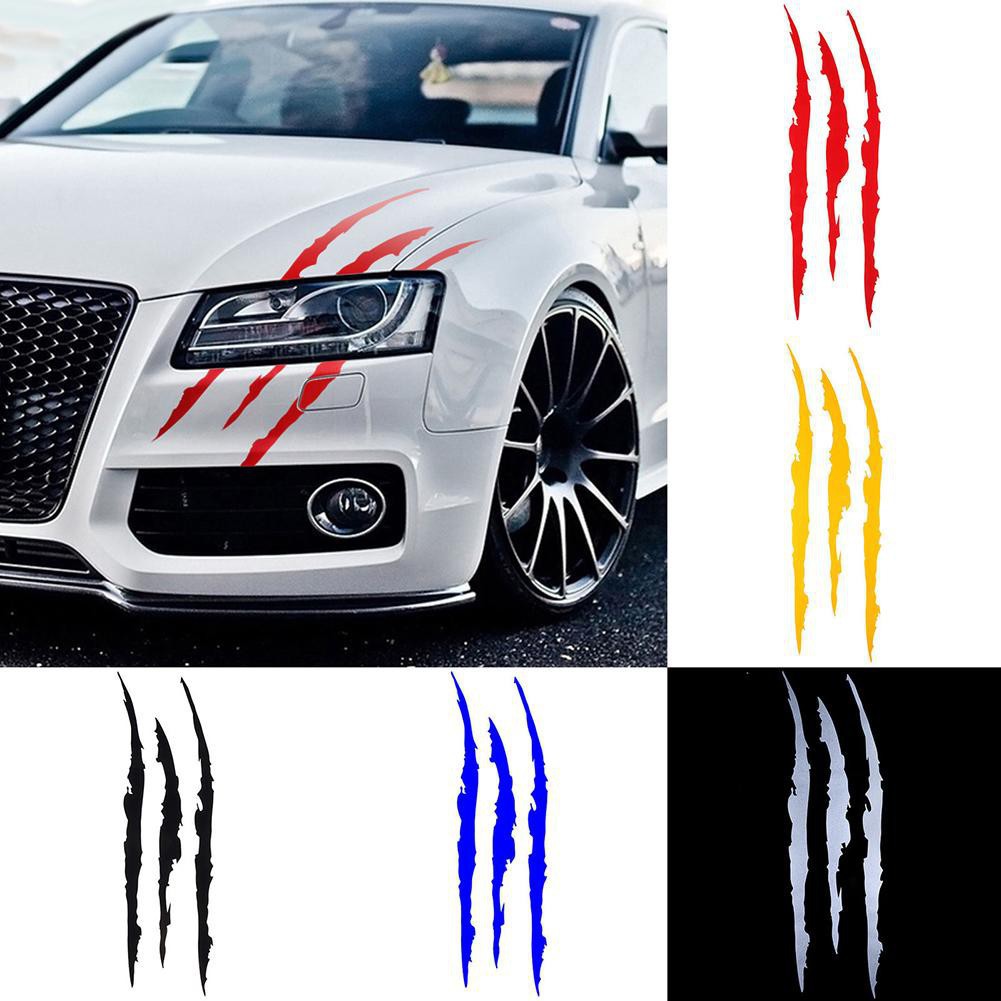 1 * Lucu Car Sticker Reflektif Rakasa Scratch Stripe Tanda Cakar Mobil Auto Headlight Dekorasi Vinyl