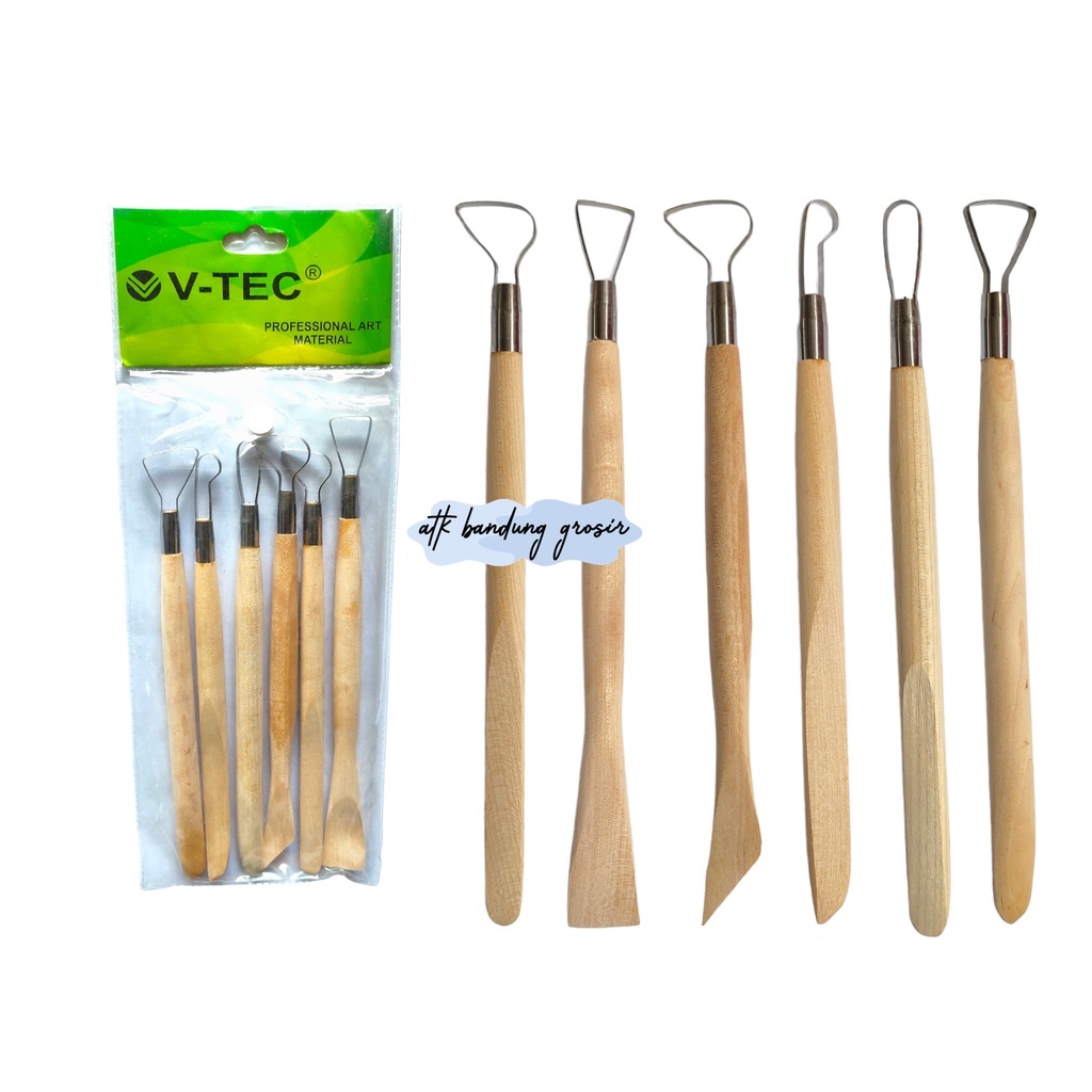

V-Tec Alat Clay Kawat & Kayu E0010 Set 6 Ukuran 8 Inch / Vtec Alat Clay Kawat – Set 6