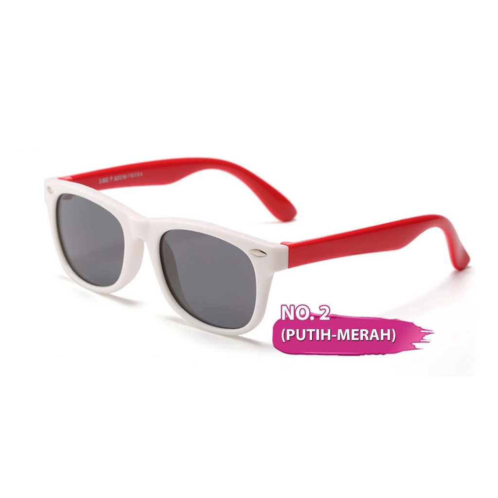 Kacamata Anak - UV400/Polarized - Flexible Sunglasses-putih-merah