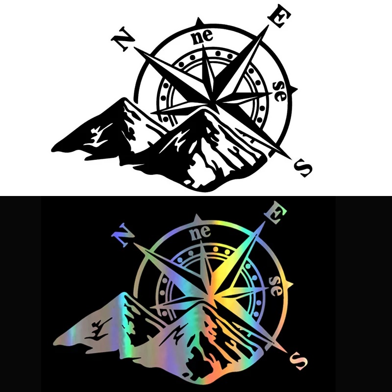 Car Laser Sticker Mountain Compass Fashion Auto Body Styling Decoration Decal Colorful Rear Windshield Stickers