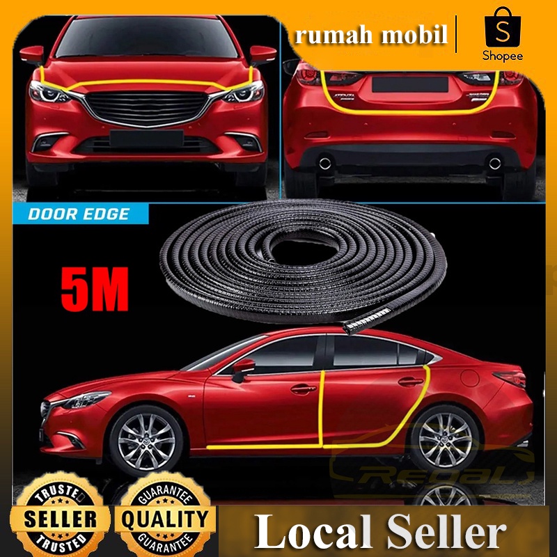 5M Trim tepi pintu mobil / pelindung tepi pintu karet mobil / benturan mobil dan segel tahan gores /List karet Pintu List Pintu Mobil Universal Pelindung Pintu Door Guard Strip Rubber