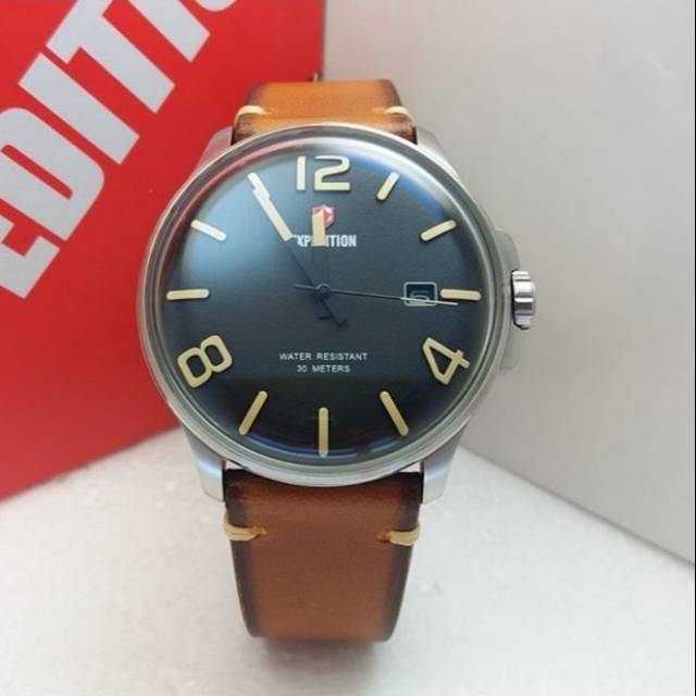 JAM TANGAN EXPEDITION PRIA E 6789 SILVER BROWN ORIGINAL