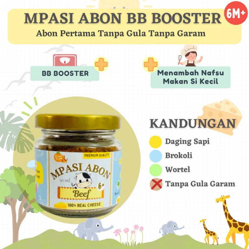 Plum &amp; Blum Abon MPASI Bayi Cheese BB Booster / Abon Keju Sapi Ayam Ikan No MSG / Baby Meat Floss 6 bulan+ / 50 g