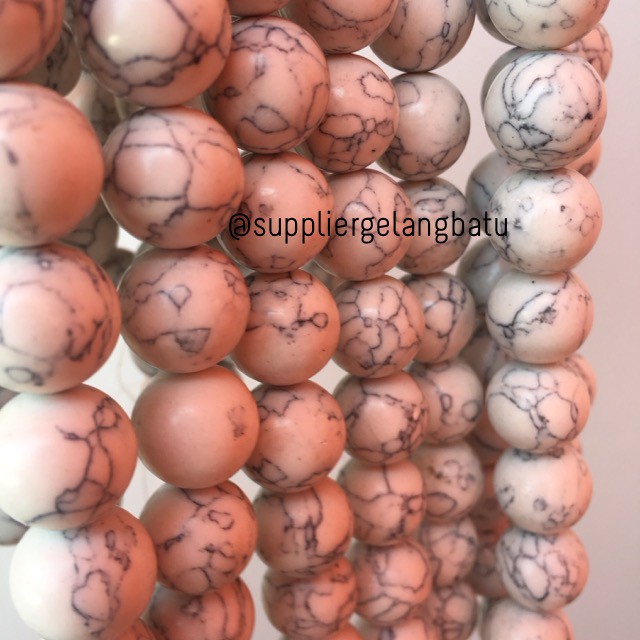 bahan batu pirus putih 14mm doff matte white howlite stone beading etnik bead poles perawatan akik