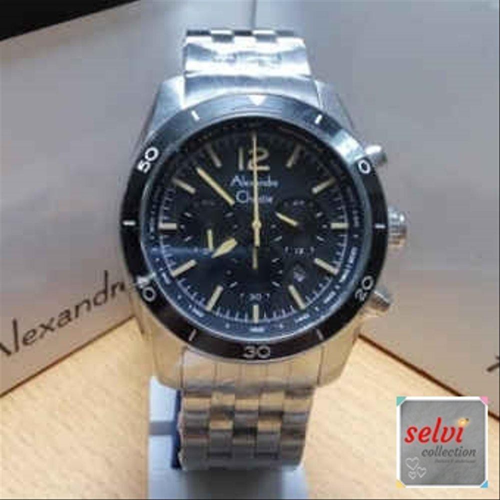 Jam Tangan Pria Alexandre Christie AC6407MC Chronograph Silver Stainless Steel Dial Gold Terbatas