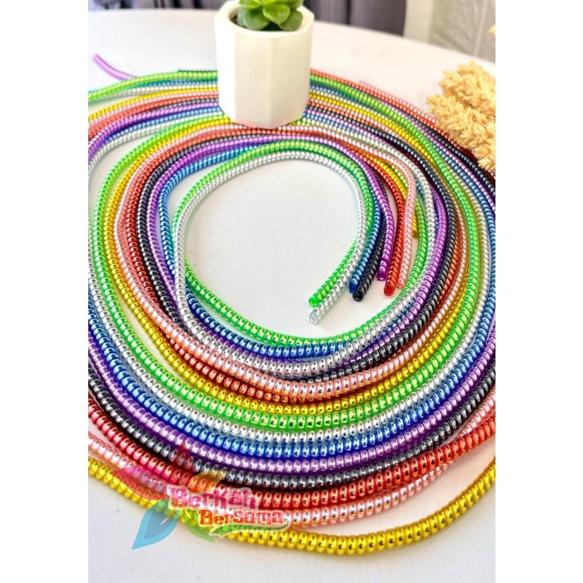 RT94 Pelilit Kabel Spiral Warna Metalic Pelindung Cable Hp Charger Universal Cord Protector solid Color glossy BB6406