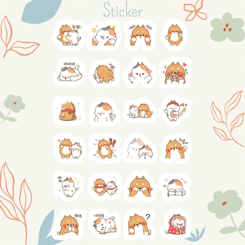 24 Pcs Cat Cute Sticker