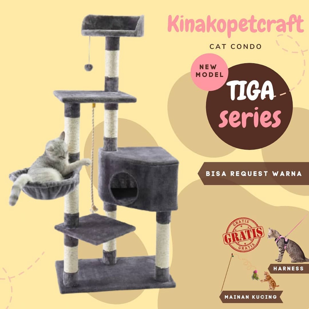 Cat Play / Cat Tree / Cat Condo / Kandang Kucing / Mainan Kitten Peaknose Anggora TIGA Seris Gratis 