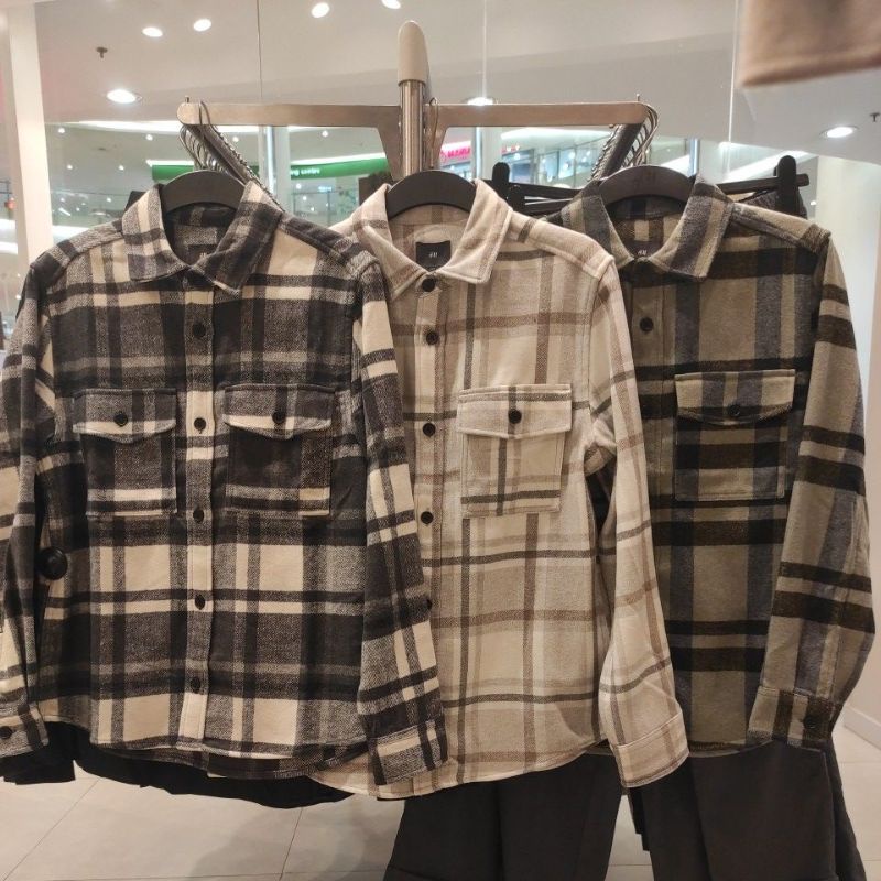 JAKET / KEMEJA Flanel Pria Tebal H&M Original Store