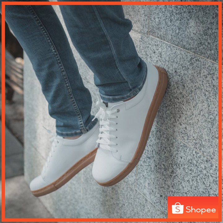 BRANTLEY WHITE - Sneakers Kasual Santai Jalan Kuliah Pria - Sepatu Kets - Sneakers Skate - Snikers