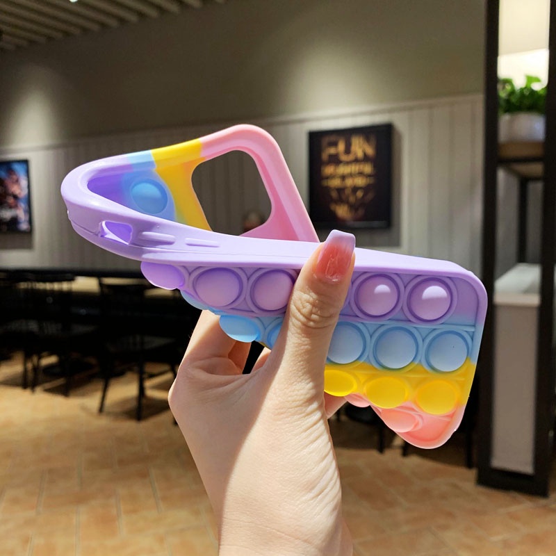 Rainbow Press Bubble Soft Case OPPO A31 A5 A9 A53 A33 2020 A57 A39 F1S A52 A92 A54 A16 A55 F3 A91 F1 Plus A3S A7 A5S A12 A11K F9 Pro F11 C1 Casing VIVO V5S V5 V9 Y19 Y11 Y12 Y15 Y17 Y12i V11i Y93 Y91C Y55 Y55S Y55L