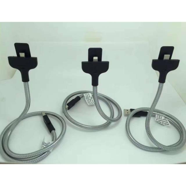 Flexible Metal Cable Type C / Kabel Charger Metal Flexible Type C Stand up Docking Hp Original