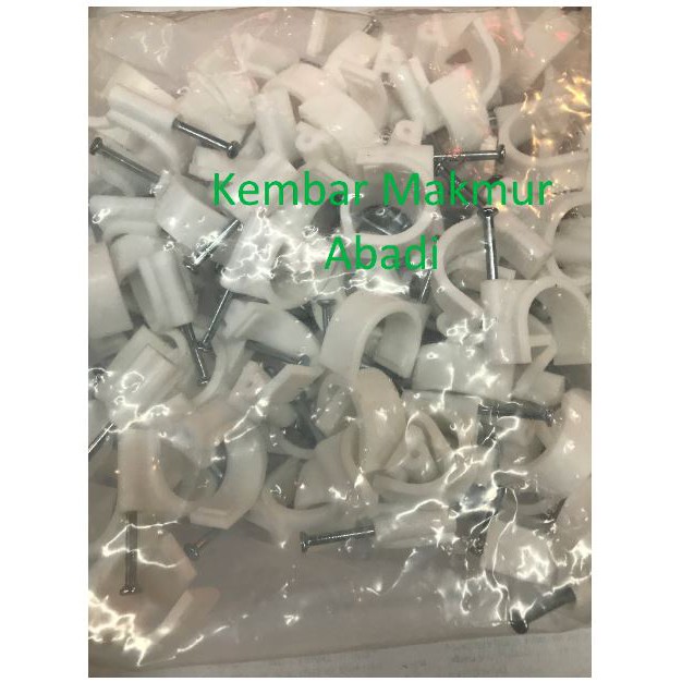 Klem Kabel 20mm Putih - Kabel Klem 20mm - Paku Klem Beton 20mm - Cable Clip 20 mm - Paku Beton 20mm