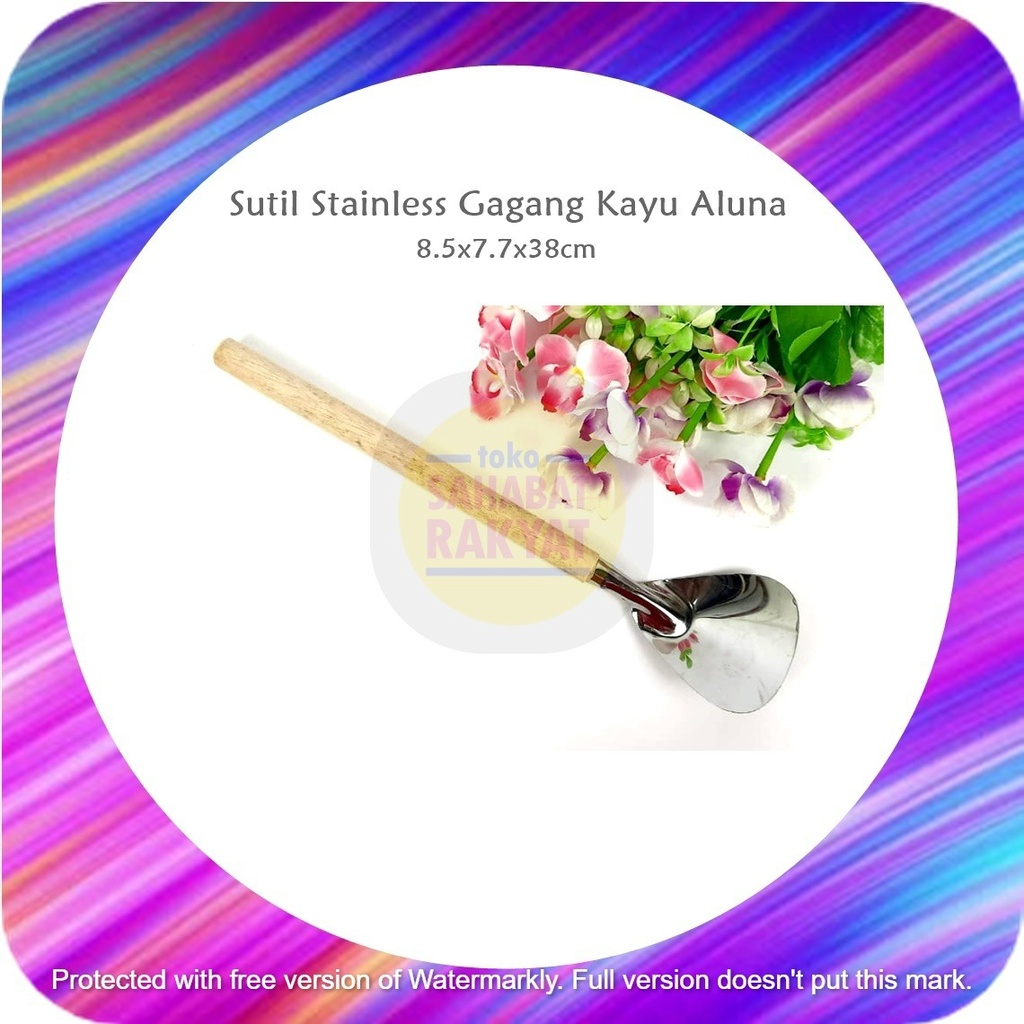 Sutil Satinless Sutil Lubang Stainless Gagang Kayu Aluna