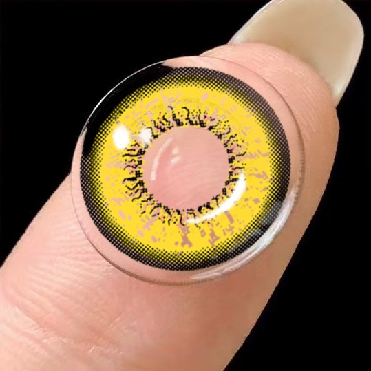 Menyinarimu（COD）Softlens 1Pasang  Purple Red Yellow Big Eye Cosplay Kawaii Lensa Kontak Warna Diameter 14.5MM Fashion NORMAL Softlens anime Naruto Halloween Big Eye 2022 Karakter New Import Premium Yellow softlens Seni Gotik