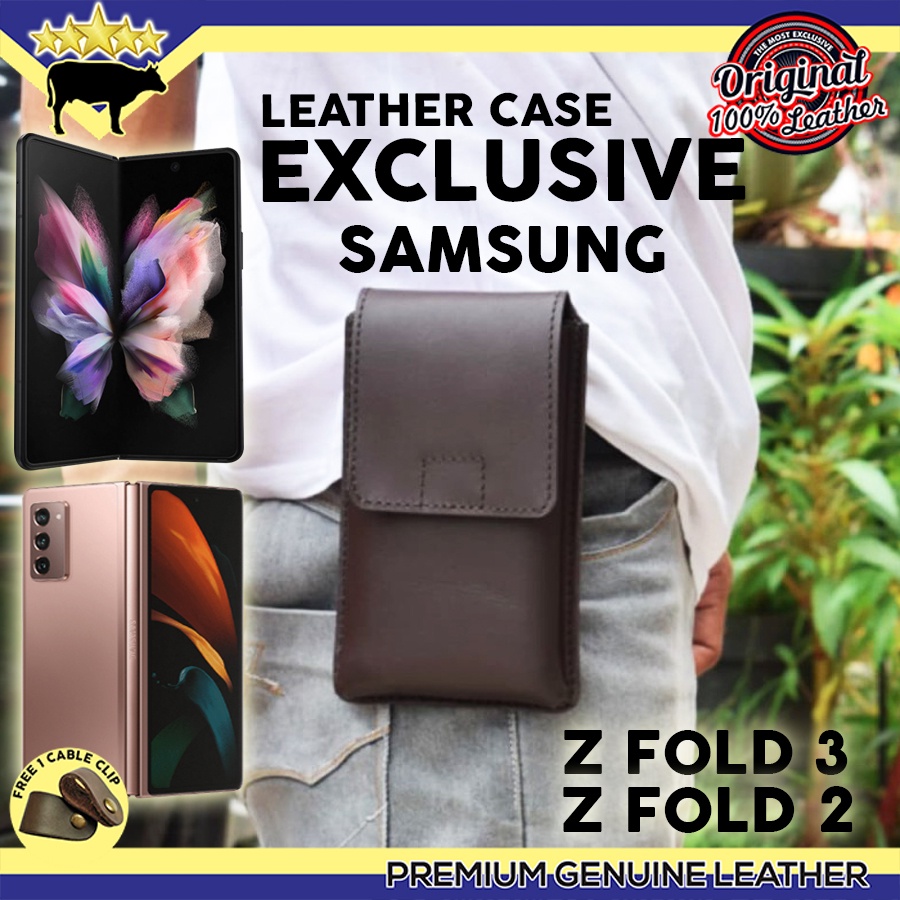 SARUNG HP SAMSUNG Z FOLD 3, Z FOLD 2 IKAT PINGGANG LEATHER POUCH