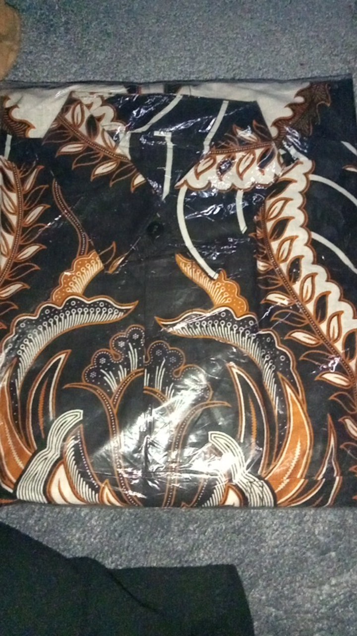 Kemeja Batik Pria Lengan Panjang Size M L Xl Xxl  Bswart Batik Hrb026 Kenongo Hem Panjang Padi