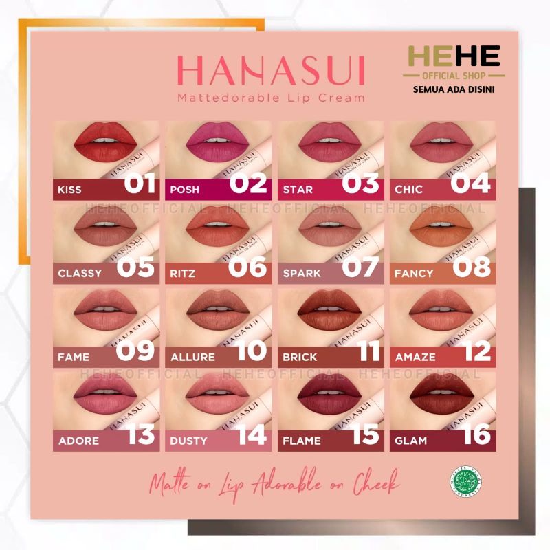 HANASUI Mattedorable Lip Cream Hanasui BPOM Listick Hanasui Lipcream Berkualitas Lipstik HEHE OFFICI