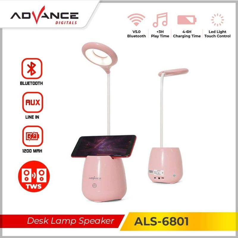 Advance Lampu Belajar + Speaker Bluetooth Portable / Desk Lamp Speaker ALS 6801