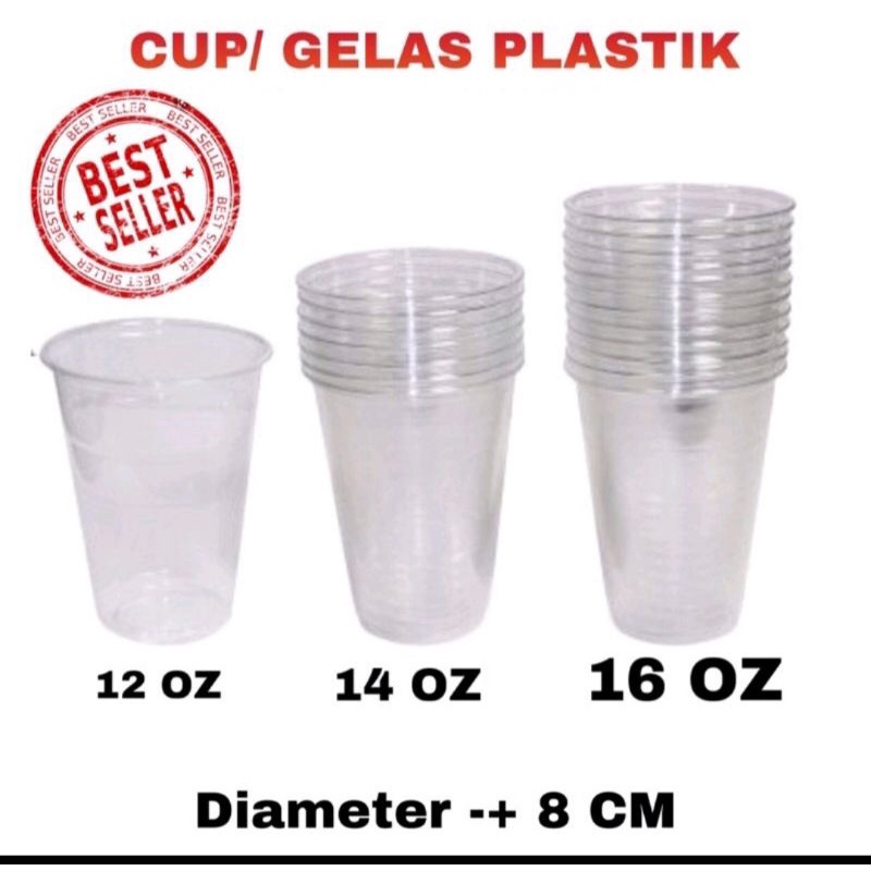 GELAS CUP KOPI/POP ICE PLASTIK ( 1 PAK ISI 50 PCS)