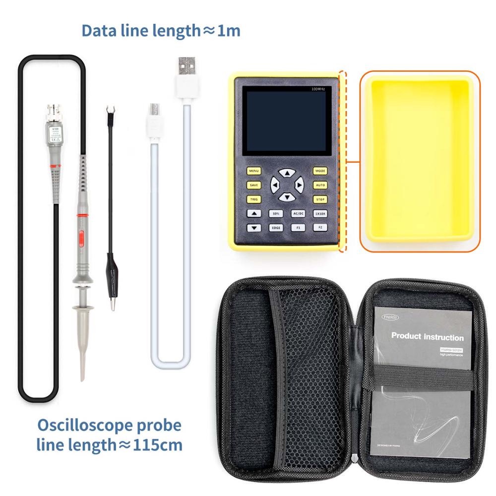 FNIRSI Digital Oscilloscope Handheld Portable 100MHz 500MS/s - 5012H - Yellow