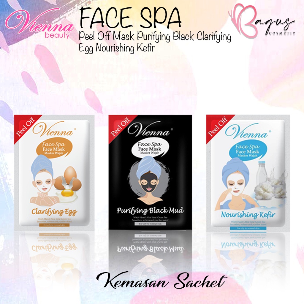 ⭐BAGUS⭐ VIENNA FACE SPA PEEL OFF MASK 15/50ml | Purifying Black Clarifying Egg Nourishing Kefir