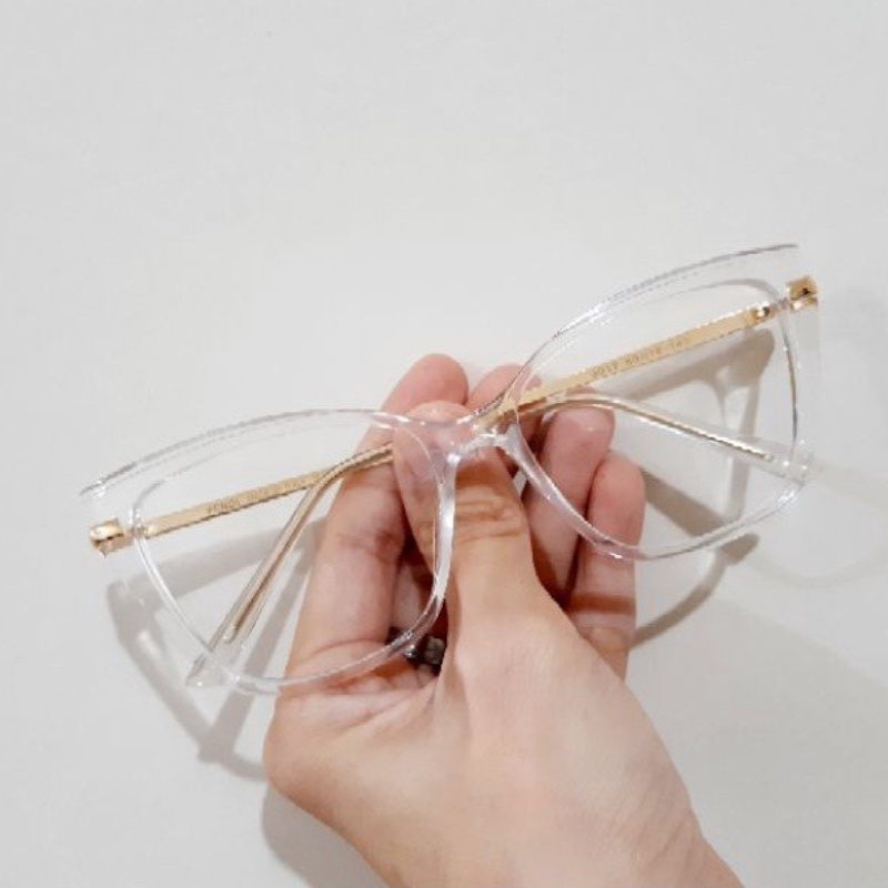 (YUZHU) Kacamata Frame Cat Eye Lensa Transparan Anti Radiasi