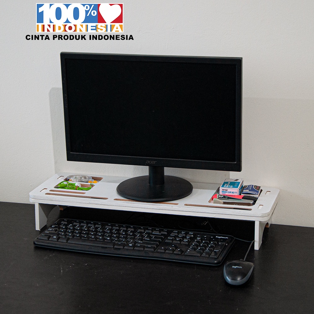 Meja Stand Tatakan Monitor Komputer Serbaguna Desktop Storage Organizer MDF - LC053