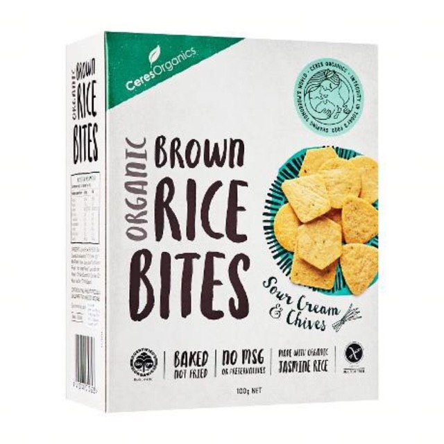 Ceres Organics - Brown Rice Bites Sour Cream & Chives 100gr