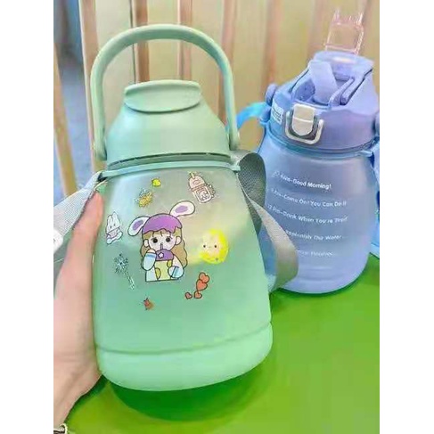 KJ-100 BOTOL MINUM VIRAL MOTIVASI PENANDA WAKTU + STIKER  / BOTOL BIG BELLY GRADASI DOFF 1.3 LITER 1300ML KJ100