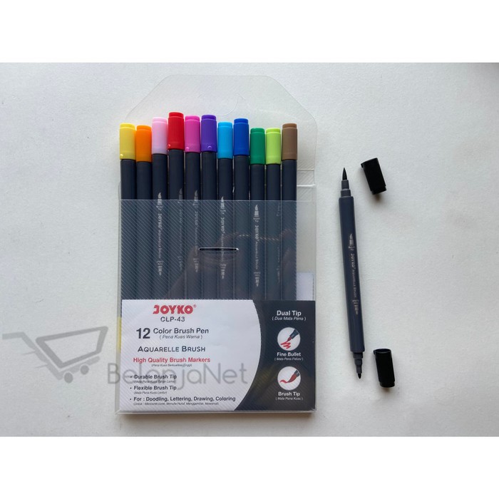 Color Brush Pen Joyko 12 Warna ( Kuas &amp; Pen 12 color) CLP-43