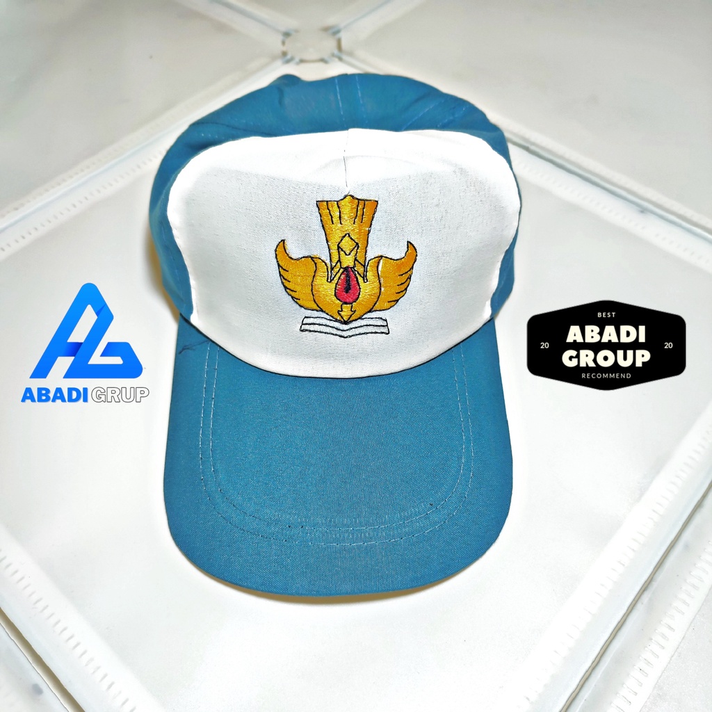 Topi sekolah SMA abu putih unisex