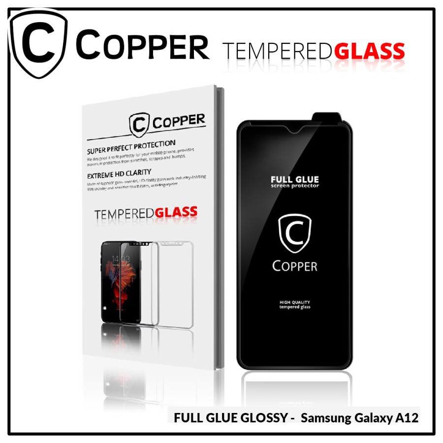 Samsung A12 - COPPER Tempered Glass Full Glue Premium Glossy