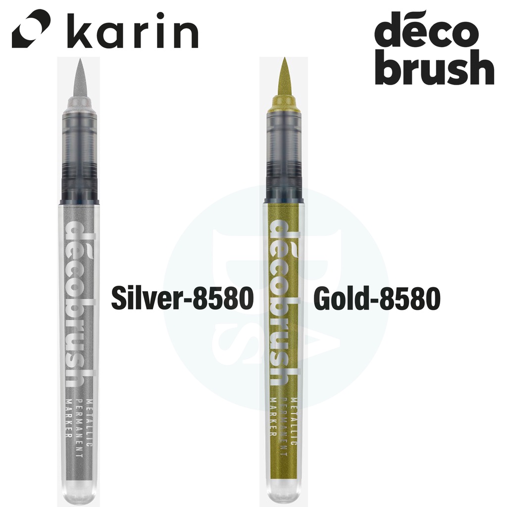 

Karin Marker - Deco Brush Metallic Silver -8580 / Gold - 8595