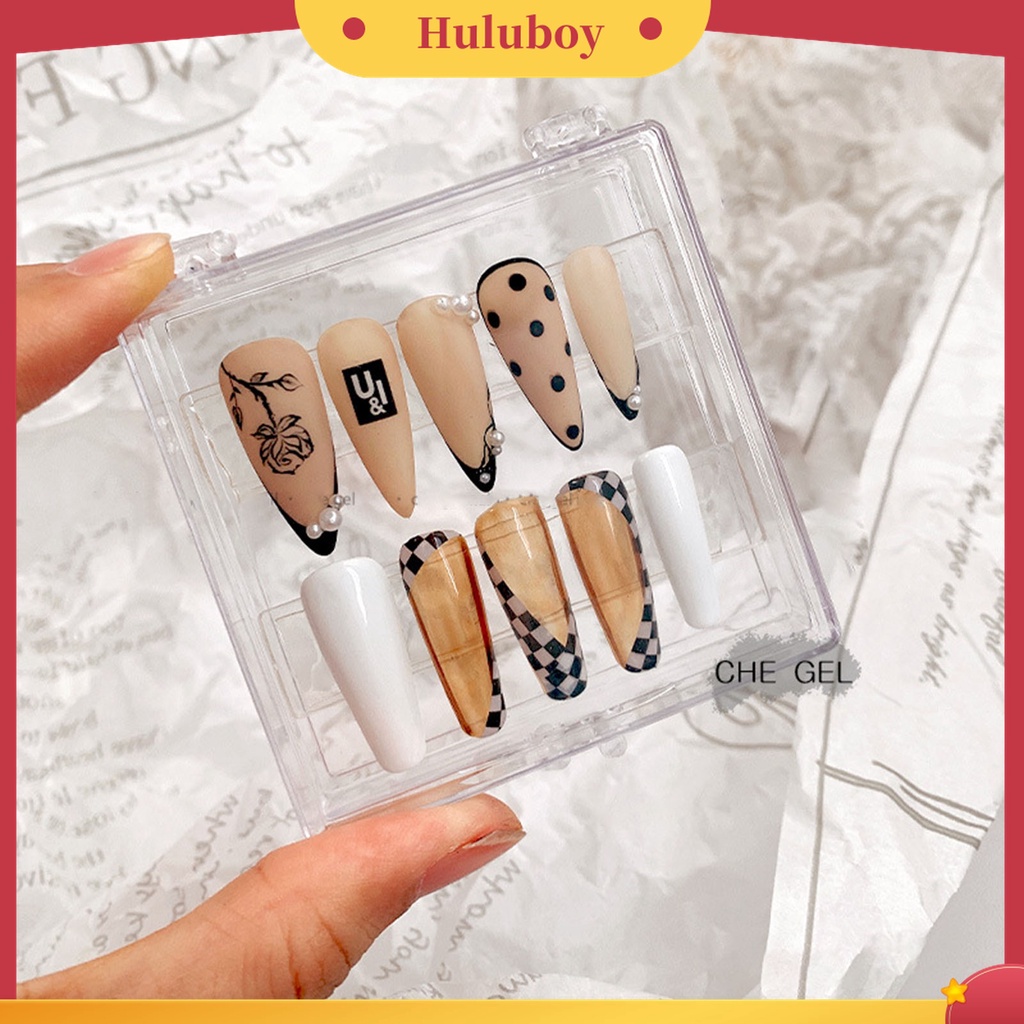 Huluboy Huluboy♡ 3pcs / Set Stand Display Kuku Palsu Tebal Tekstur Transparan Untuk Rumah