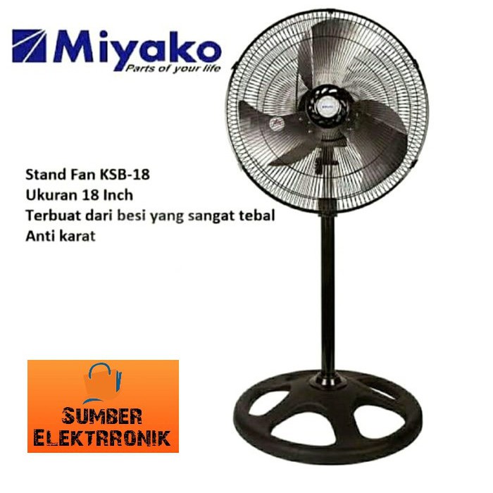 KIPAS ANGIN BESI MIYAKO KSB 18 18KSB KSB18 STANDING FAN STAINLESS 3 BALING SPEED GARANSI