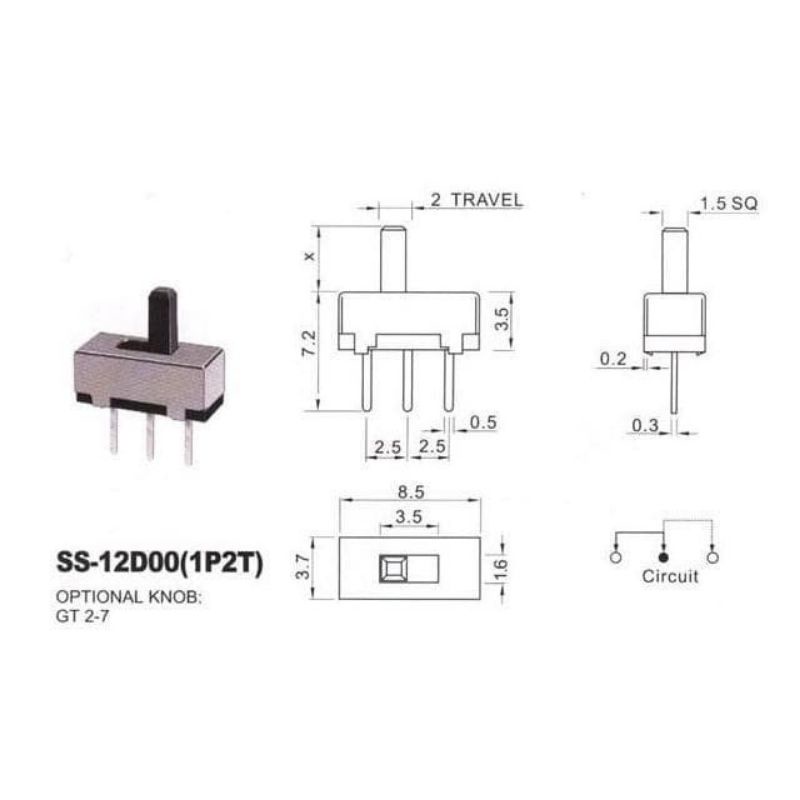 saklar geser kecil kaki 3 SPDT 3 pin saklar geser mini