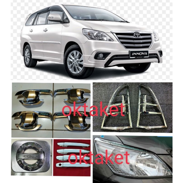 paket lengkap grand innova 2012-2015 platinum chrome garnish depan belakang outer handle tank cover