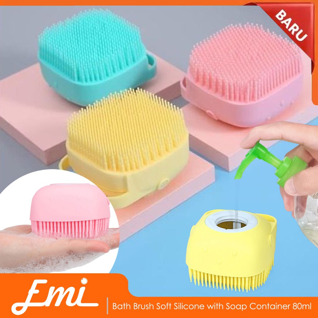 BWOHOPS Sikat Mandi Badan Bath Brush Soft Silicone with Soap Container