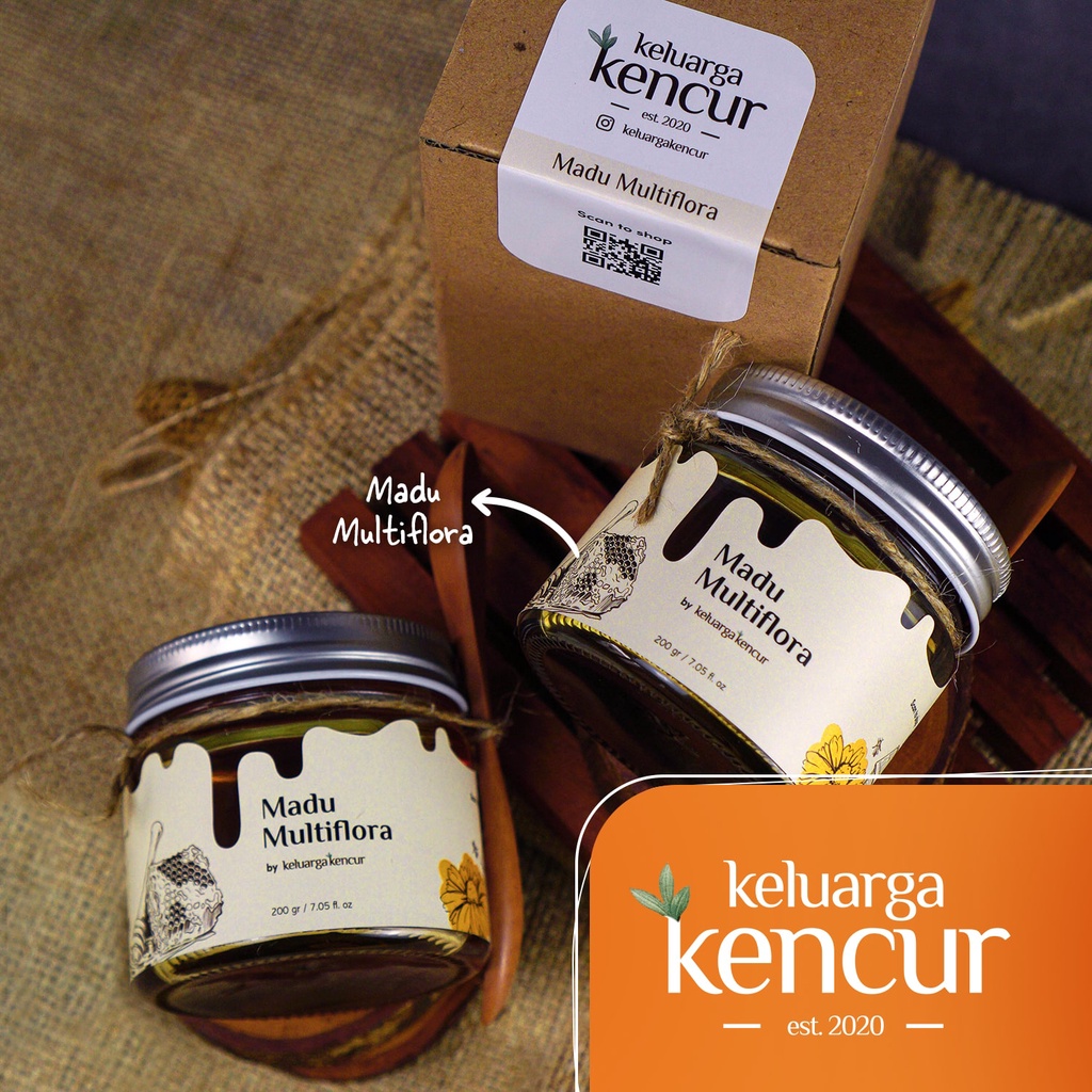 

Madu Multiflora Alami Keluarga Kencur Jar Kaca 200gr FREE sendok madu