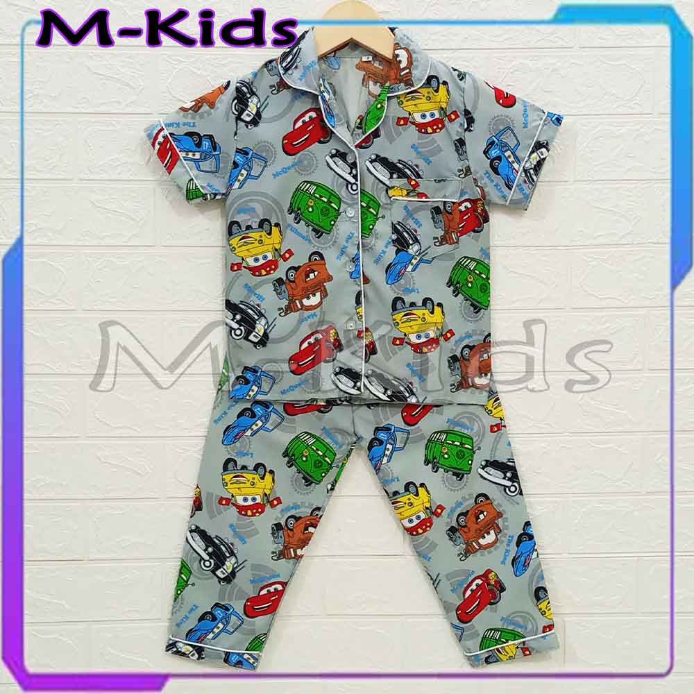 MKids88 - Baju Setelan Katun Piyama Anak Gambar T4YO / Mobil CAR Panda &amp; Spiderman