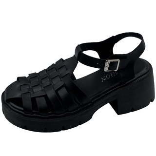 black strappy heels platform