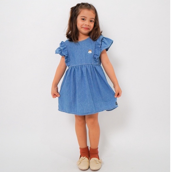 Carva Atasan anak dress jeans anak Rapunzel denim original realpict