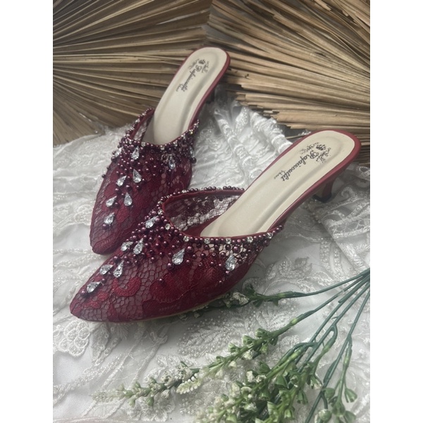 sepatu rafaizoutfit wanita sintya merah marron tinggi 5cm lancip