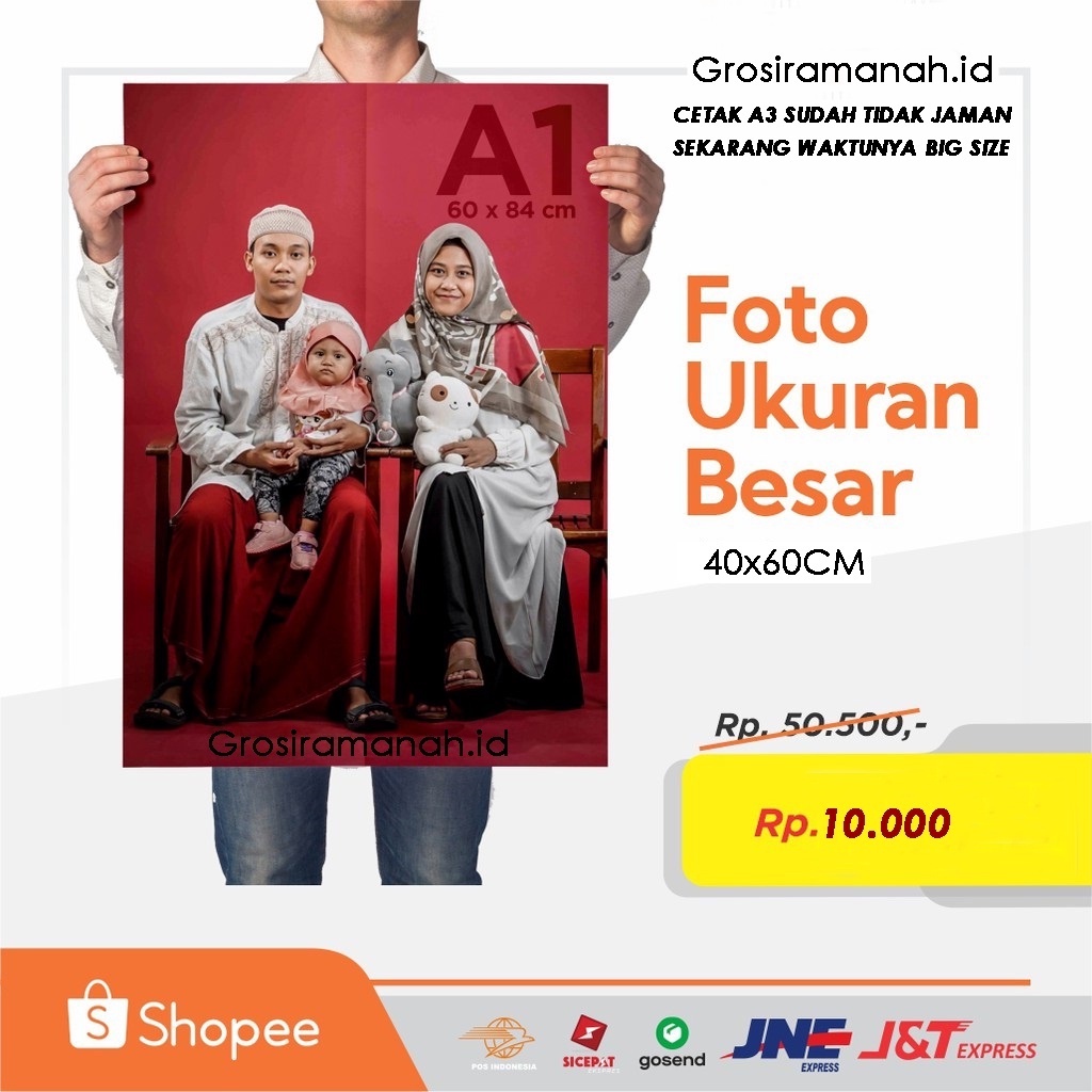 Cetak Foto / poster besar ukuran 60 &amp; 90 cm free design 1 jam jadi bahan AP grosiramanah