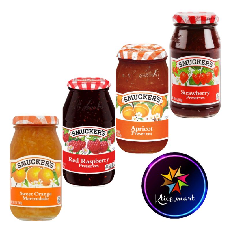 

SMUCKERS JAM 340gr STRAWBERRY/ APRICOT/ RED RASPBERRY/ ORANGE/Selai Import