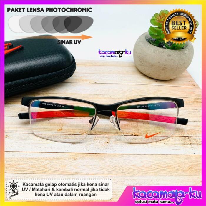 Kacamata Minus Plus Pria Sporty Nike Half Photocromic Magnesium