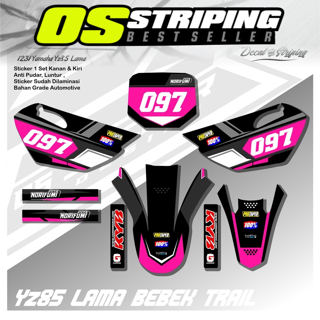 1231 Striping Stiker YZ85 Bebek Standar Grafik Motif Terlaris Racing