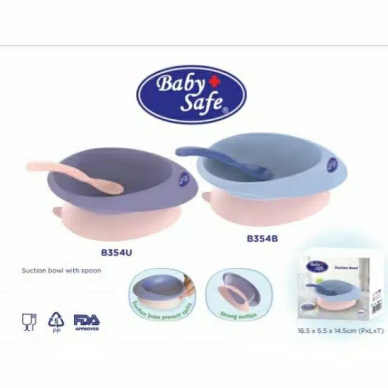 ♥BabyYank♥ Baby Safe B354 Suction Bowl With Spoon/ Peralatan Makan Bayi MPASI/Mangkok Bayi Anti Tumpah