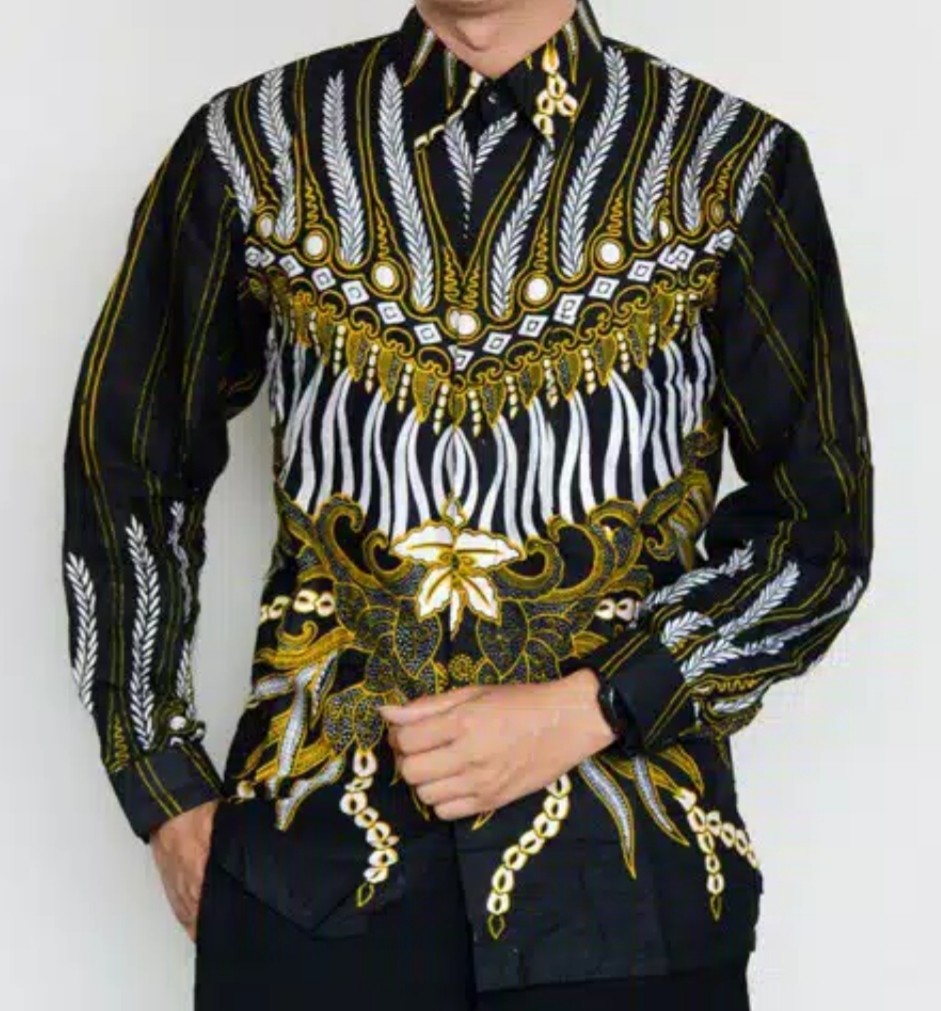 Trolistore Grosir Kemeja Batik Pria Lengan Panjang Motif Parigurita Merah Biru Hijau Coklat Kuning